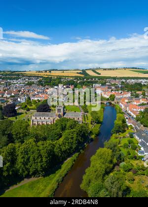 Aerial view of Haddington town on the River Tyne in East Lothian, Scotland, UK Stock Photo