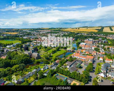 Aerial view of Haddington town on the River Tyne in East Lothian, Scotland, UK Stock Photo