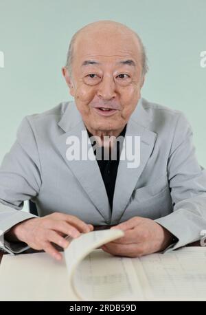 Shin'ichirō Ikebe ,a Japanese composer, attends an interview in