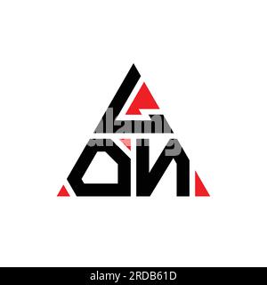 LON triangle letter logo design with triangle shape. LON triangle logo design monogram. LON triangle vector logo template with red color. LON triangul Stock Vector