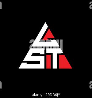 LST triangle letter logo design with triangle shape. LST triangle logo design monogram. LST triangle vector logo template with red color. LST triangul Stock Vector