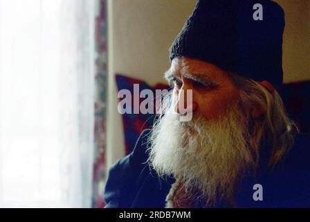 Tarcau Monastery, Neamt County, Romania, 1999. Portrait of Father Nicodim. Stock Photo