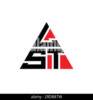 LST triangle letter logo design with triangle shape. LST triangle logo design monogram. LST triangle vector logo template with red color. LST triangul Stock Vector
