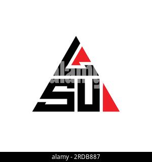 LSU triangle letter logo design with triangle shape. LSU triangle logo design monogram. LSU triangle vector logo template with red color. LSU triangul Stock Vector