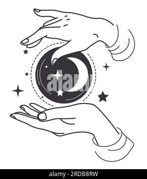 Hands with witch bauble future telling witchcraft Stock Vector
