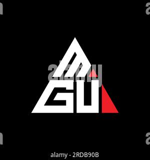 MGU triangle letter logo design with triangle shape. MGU triangle logo design monogram. MGU triangle vector logo template with red color. MGU triangul Stock Vector