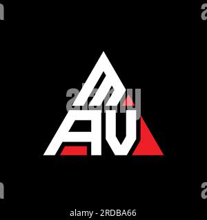 MAV triangle letter logo design with triangle shape. MAV triangle logo design monogram. MAV triangle vector logo template with red color. MAV triangul Stock Vector