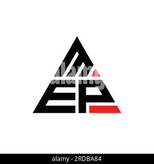 MEP triangle letter logo design with triangle shape. MEP triangle logo design monogram. MEP triangle vector logo template with red color. MEP triangul Stock Vector