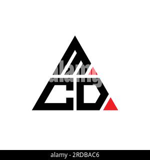 MCD triangle letter logo design with triangle shape. MCD triangle logo design monogram. MCD triangle vector logo template with red color. MCD triangul Stock Vector