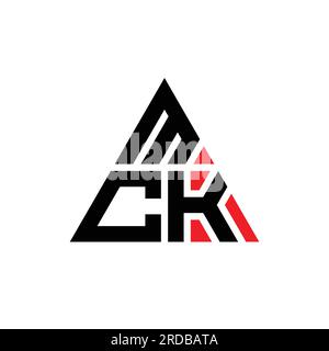 MCK triangle letter logo design with triangle shape. MCK triangle logo design monogram. MCK triangle vector logo template with red color. MCK triangul Stock Vector