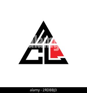 MCL triangle letter logo design with triangle shape. MCL triangle logo design monogram. MCL triangle vector logo template with red color. MCL triangul Stock Vector