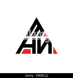 MHN triangle letter logo design with triangle shape. MHN triangle logo design monogram. MHN triangle vector logo template with red color. MHN triangul Stock Vector