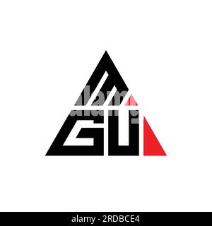 MGU triangle letter logo design with triangle shape. MGU triangle logo design monogram. MGU triangle vector logo template with red color. MGU triangul Stock Vector