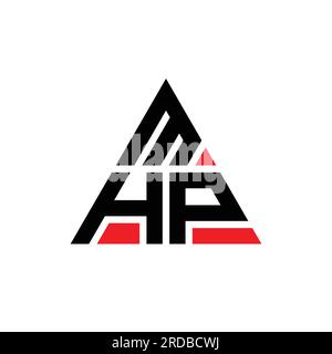 MHP triangle letter logo design with triangle shape. MHP triangle logo design monogram. MHP triangle vector logo template with red color. MHP triangul Stock Vector