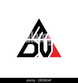 MDV triangle letter logo design with triangle shape. MDV triangle logo design monogram. MDV triangle vector logo template with red color. MDV triangul Stock Vector