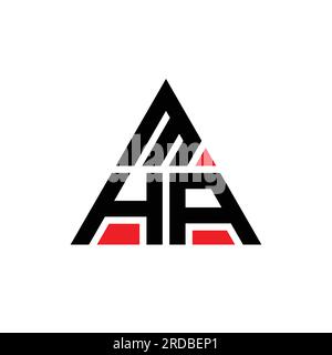 MHA triangle letter logo design with triangle shape. MHA triangle logo design monogram. MHA triangle vector logo template with red color. MHA triangul Stock Vector