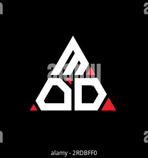 MOD triangle letter logo design with triangle shape. MOD triangle logo design monogram. MOD triangle vector logo template with red color. MOD triangul Stock Vector