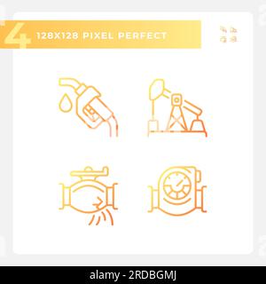 Fuel transportation gradient linear vector icons set Stock Vector