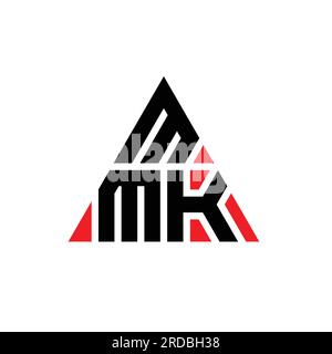 MMK triangle letter logo design with triangle shape. MMK triangle logo design monogram. MMK triangle vector logo template with red color. MMK triangul Stock Vector