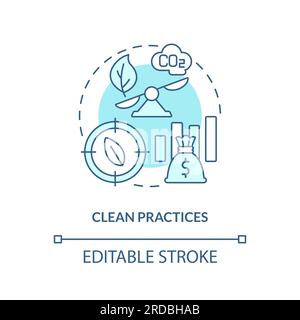 2D clean practices concept linear icon Stock Vector