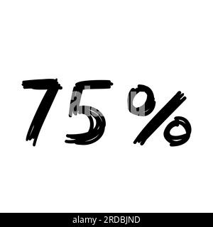 Sale 75 percent off orange discount logo special offer lettering. Vector design illustration in cartoon actual modern style isolated on white backgrou Stock Vector