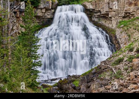 Rustic Falls, Yellowstone National Park in Golden Gate Canyon, Wyoming, United States of America Stock Photo