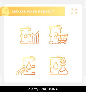 Oil economy gradient linear vector icons set Stock Vector
