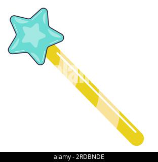 Magic wand with star, cartoon wizards stick vector Stock Vector