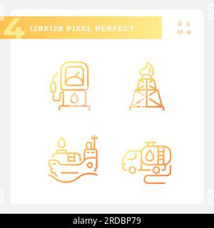 Energy sector gradient linear vector icons set Stock Vector