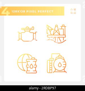 Petroleum distribution gradient linear vector icons set Stock Vector