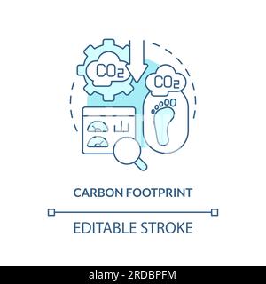 2D carbon footprint concept linear icon Stock Vector