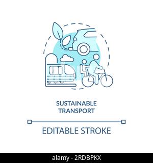 2D sustainable transport concept icon Stock Vector