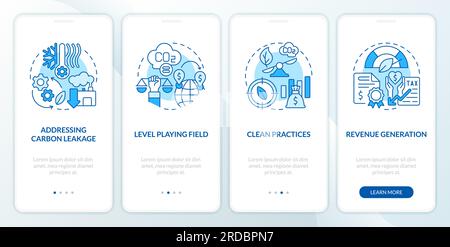 Carbon border adjustment concept with thin line blue icons Stock Vector