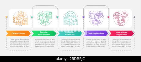 2D carbon border adjustment layout with linear icons Stock Vector