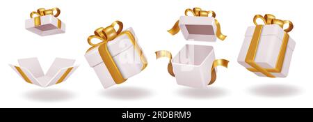 Christmas gifts vector set design. Gift boxes for christmas surprise and present elements decoration in elegant color. Vector illustration gift box Stock Vector