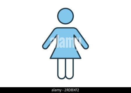 woman icon. icon related to sign toilet, dressing room, bathroom. Flat line icon style design. Simple vector design editable Stock Vector