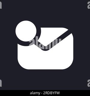 Letter notification dark mode glyph ui icon Stock Vector