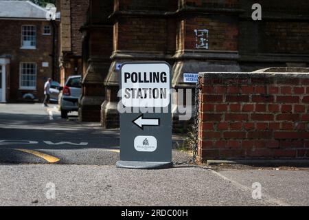 London, UK.  20 July 2023. Exterior of the polling station at St Andrew's Church in Uxbridge, north west London.  Local residents in the constituency of Uxbridge and South Ruislip are voting in a by-election to choose their new Member of Parliament after the resignation of their former MP, Boris Johnson.  Two other constituencies, Selby and Ainsty, and Somerton and Frome, which were won by Conservatives at the last general election in 2019, are also having a by-election today.  Credit: Stephen Chung / Alamy Live News Stock Photo