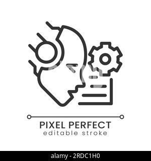 AI reads and summarize pixel perfect linear icon Stock Vector