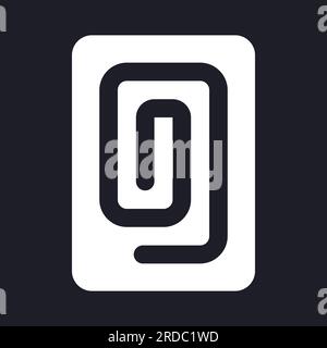 Paperclip dark mode glyph ui icon Stock Vector