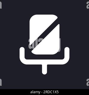 Turn off microphone dark mode glyph ui icon Stock Vector