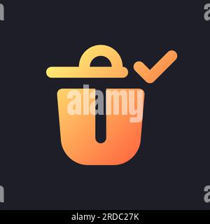 Successfully deleted orange solid gradient ui icon for dark theme Stock Vector