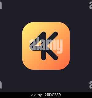 4K resolution orange solid gradient ui icon for dark theme Stock Vector