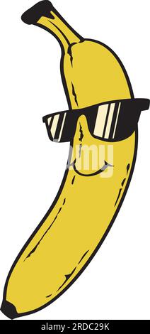 Funny banana fruit with sunglasses. Vector illustration. Stock Vector