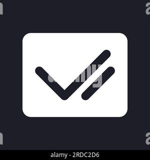 Double checkmark dark mode glyph ui icon Stock Vector