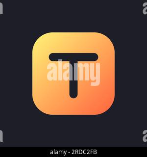 Text overlay orange solid gradient ui icon for dark theme Stock Vector