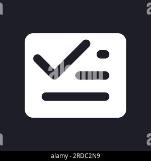 List and checkmark dark mode glyph ui icon Stock Vector