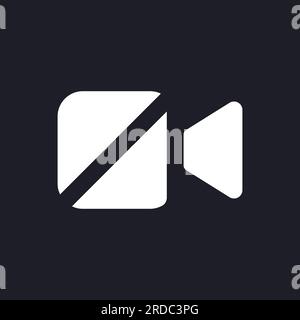 Turn off camera dark mode glyph ui icon Stock Vector