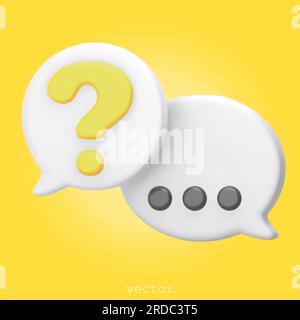 3d rendering faq icon, question mark sign with speech bubble. Ask FAQ and answer solution information. Customer support. Question answer sign. Cartoon Stock Vector