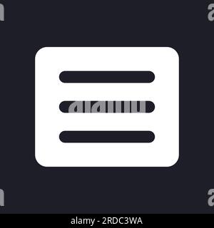 Hamburger menu dark mode glyph ui icon Stock Vector